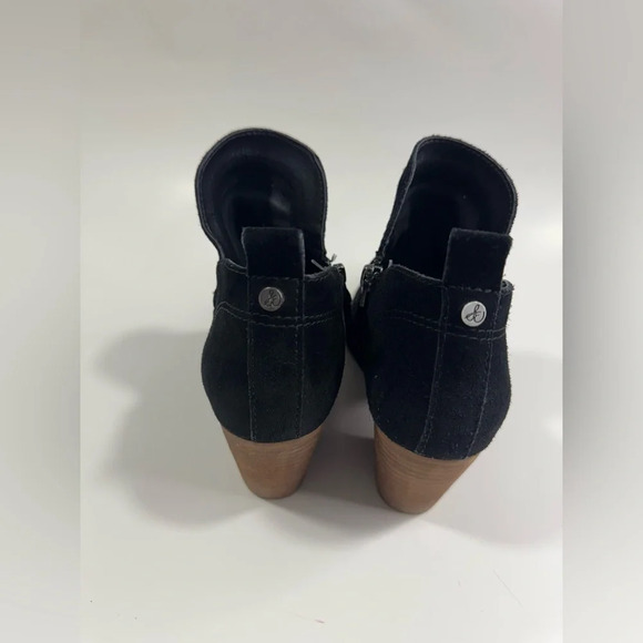 Sam Edelman Women’s Size 6 Black Suede ‘Mathia’ Stacked Heel Side Zip Ankle Boot - Picture 5 of 12